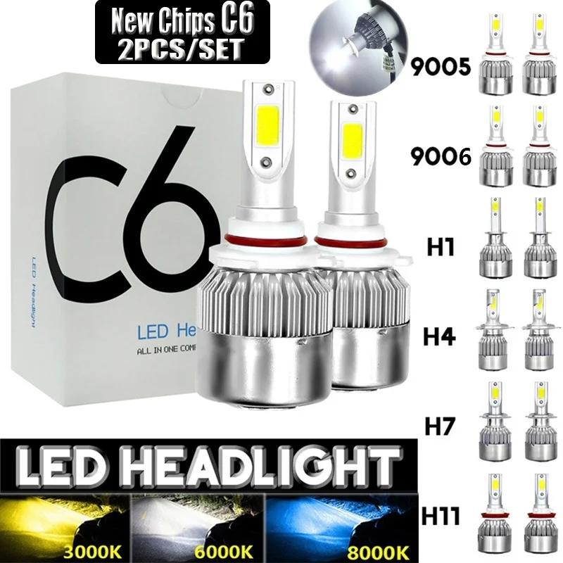 LED ڵ , ڵ , , ֽ C6, 6000K, 8000K, H1, H8, H9, H11, 12V, H7, H4, 2 